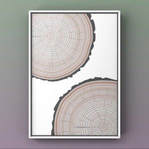 Tree trunk slice graphic design modern art print